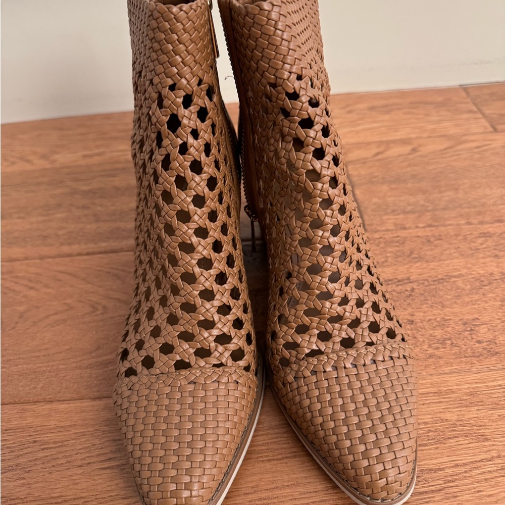 Michael Kors Tan Woven Ankle Booties
